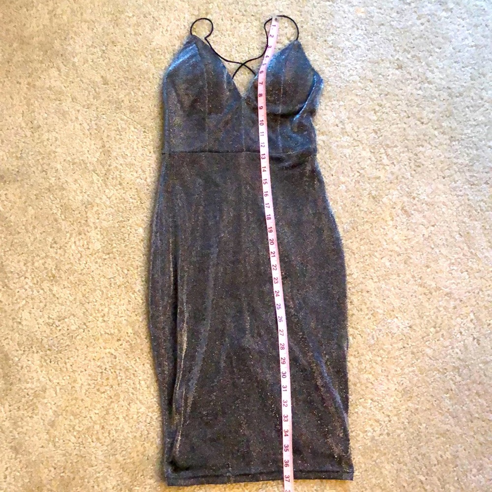 Silver/black/shimmery cocktail dress, with padded cups, size S